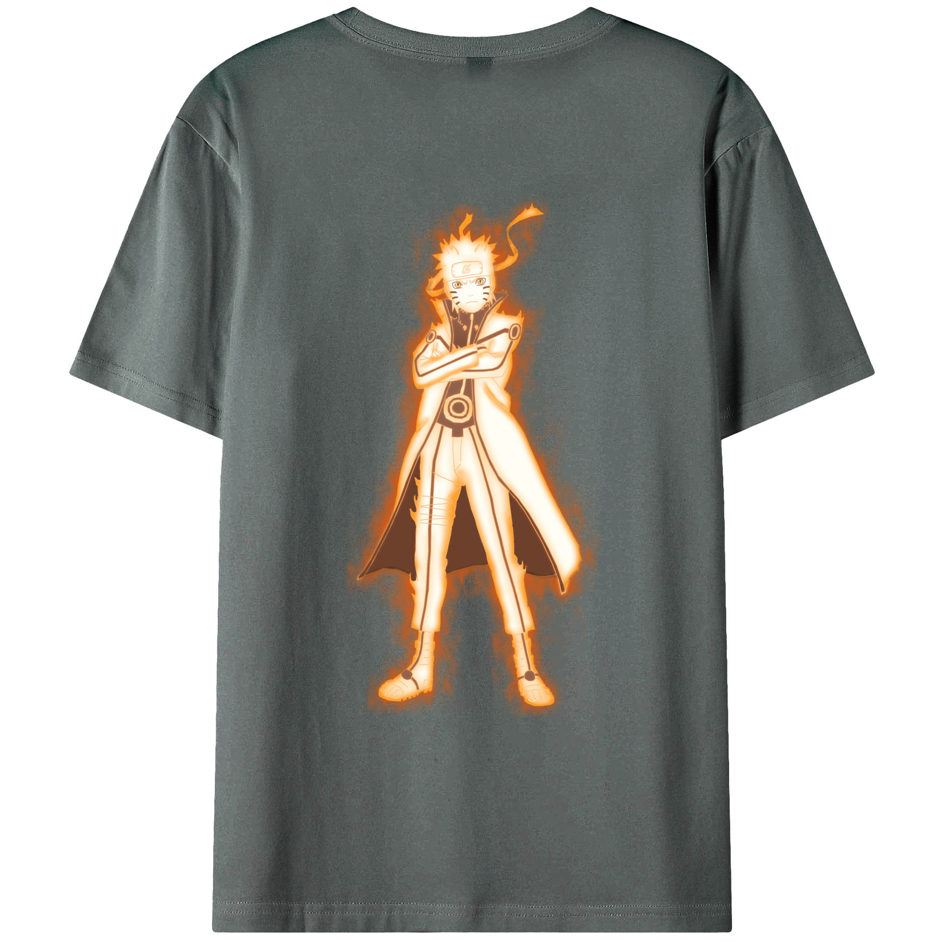 （画像用） NARUTO -ナルト- うずまき ナルト Uzumaki Naruto 綿100％ メンズ半袖Tシャツ（バックプリント） 通気性